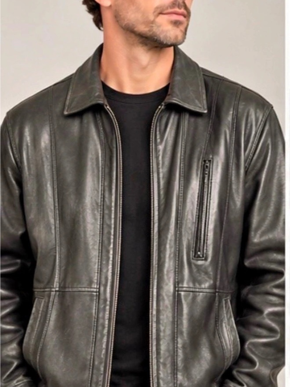 Danier Men’s Black Lamb Leather Bomber Jacket Removable Liner Size 3X